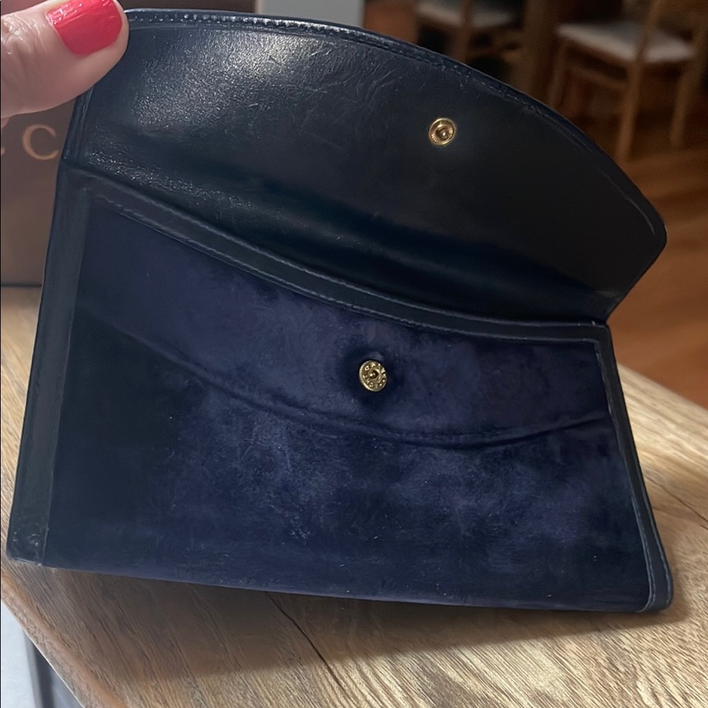 Authentic Gucci Navy Suede & Leather Vintage Wallet & Gucci Box - Picture 15 of 16